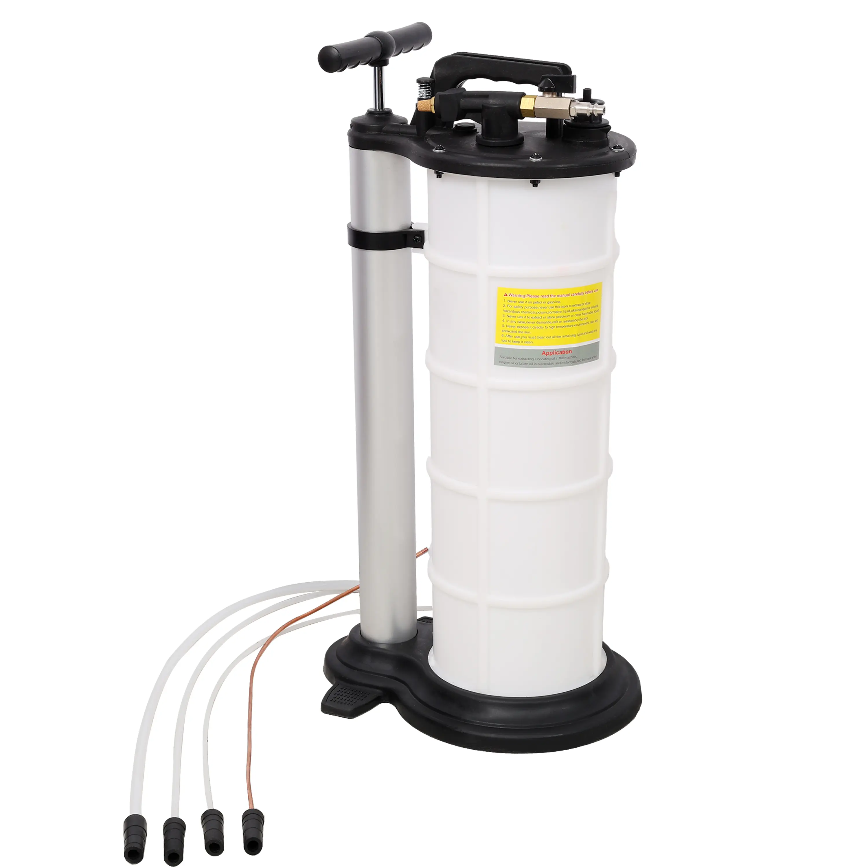 ARCH 9L Pneumatic Manual Oil Extractor Pump - Hand Operated Fluid Evacuator Vacuum with Plastic Body for Automotive Oil Change (Brake, Transmission, Engine) - Garage DIY Maintenance Tool (White+Black Plastic Option)