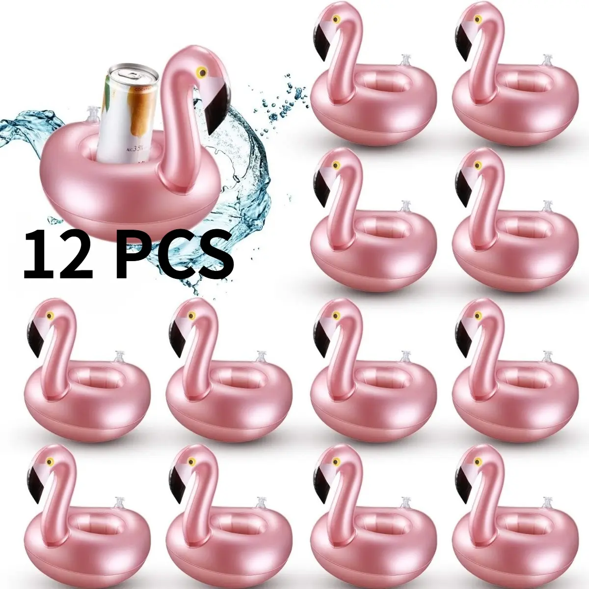 12-Pack Inflatable Drink Holders – Flamingo Drink Floats – Reusable, Cute Animal-Themed Inflatable Coasters – Pool Cup Holders – Ideal for Summer Pool Parties