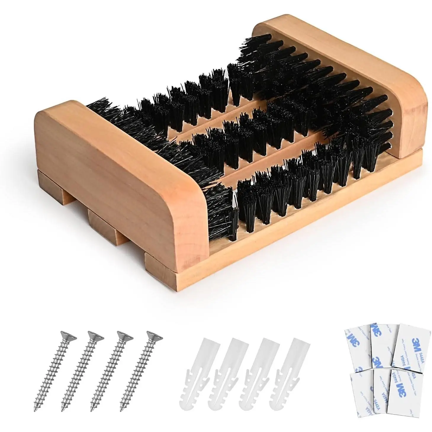 Wooden Boot Scraper Outdoor Heavy Duty Shoe Brush Cleaner for Muddy Boots,  Bristle Entryway Shoe Cleaner System for  Entrance Garage Farm Snow Rain Durable Hardwood Base