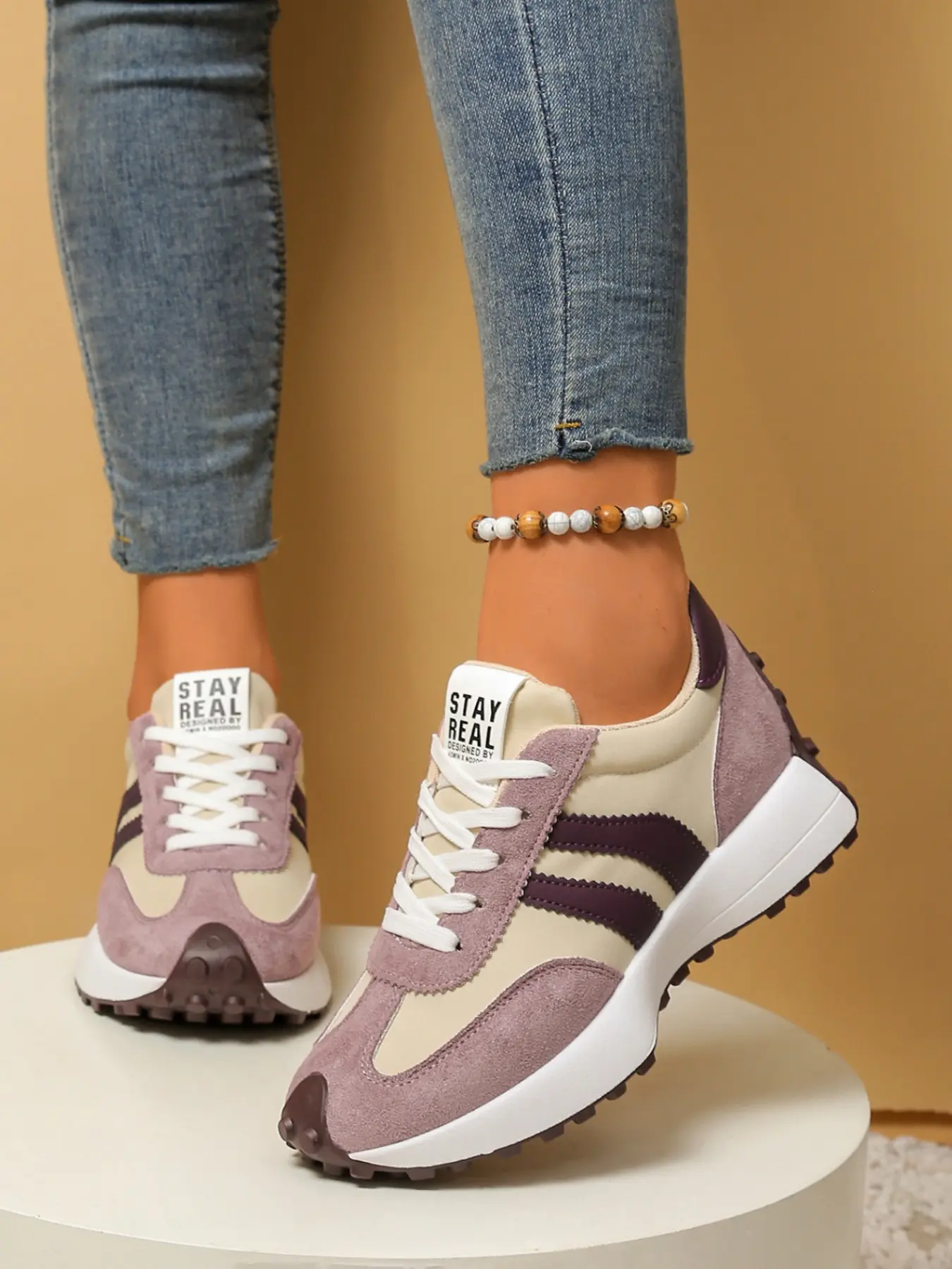 Women's Vintage Agony Shoes, PU Leather Ankle Boots, Rubber Sole, Anti-Slip, Thick Bottom, All Seasons, Sports & Casual