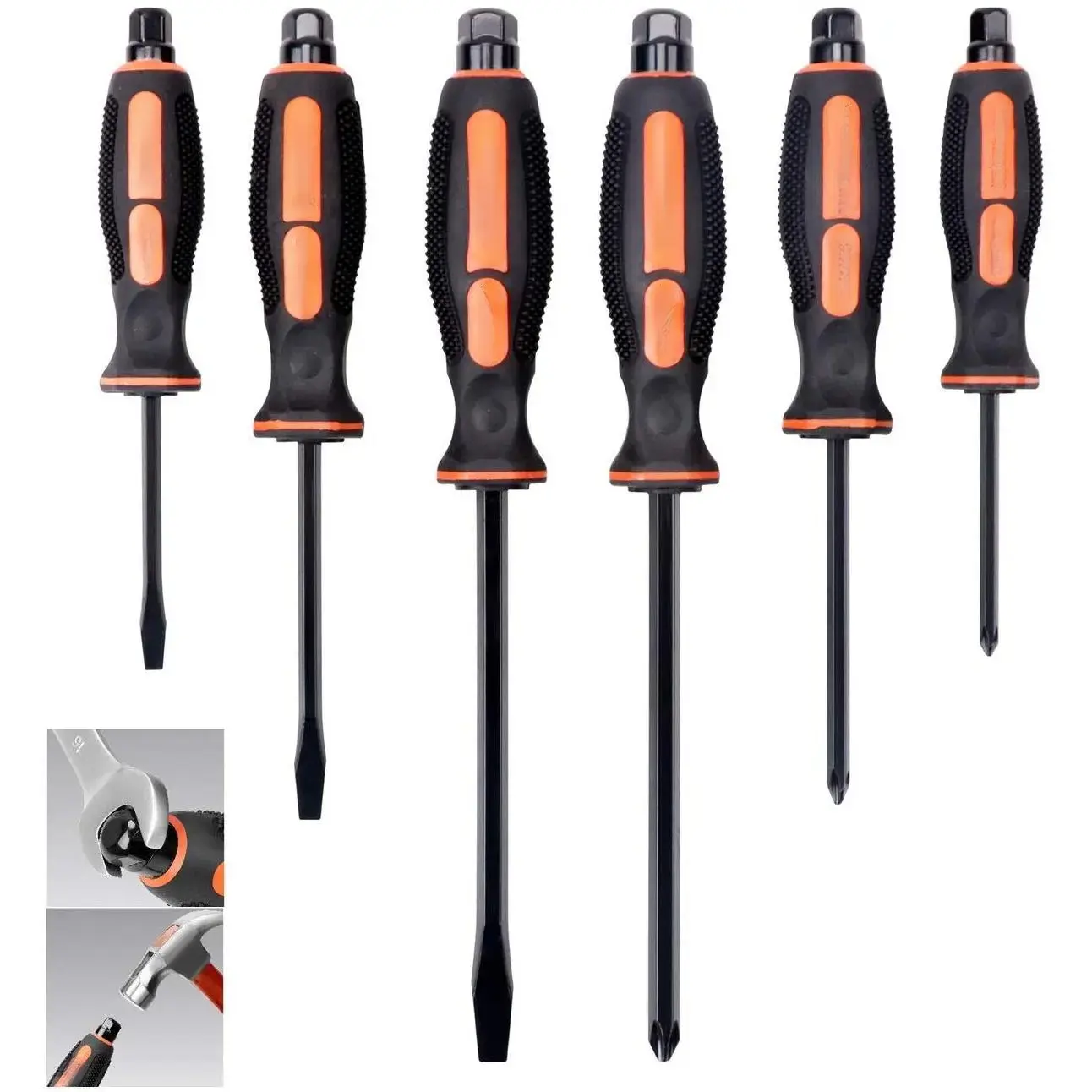 6-Pieces Magnetic Screwdriver Set, 3 Phillips and 3 Flat Head Tips Screwdriver for Fastening, Chiselling and Loosening Seized Screws (New Screwdriver Set) screwdriver  kit