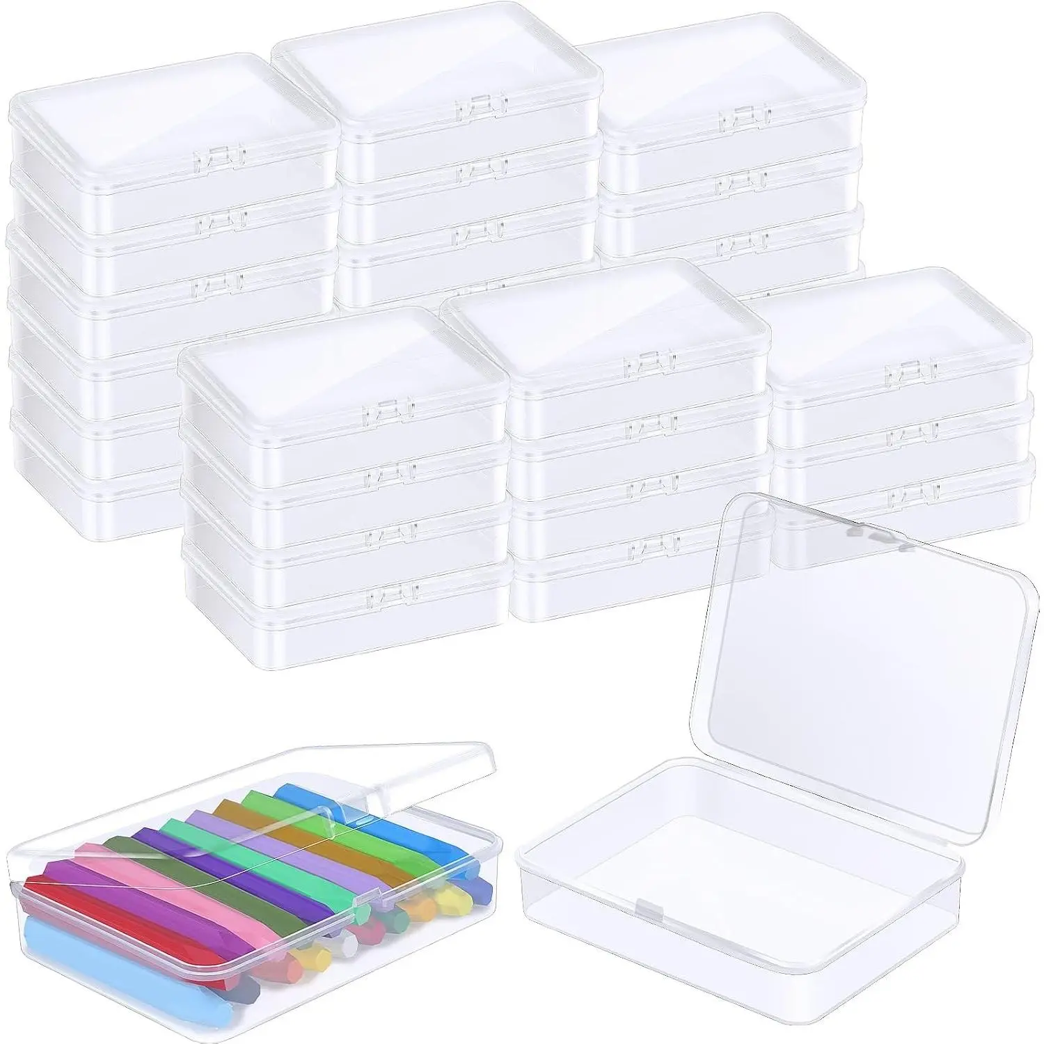 12 Pcs Plastic Crayon Box Bulk Clear Crayon Holder with Lid Crayon Organizer Case Crayon Storage Containers for Students School Office Supplies