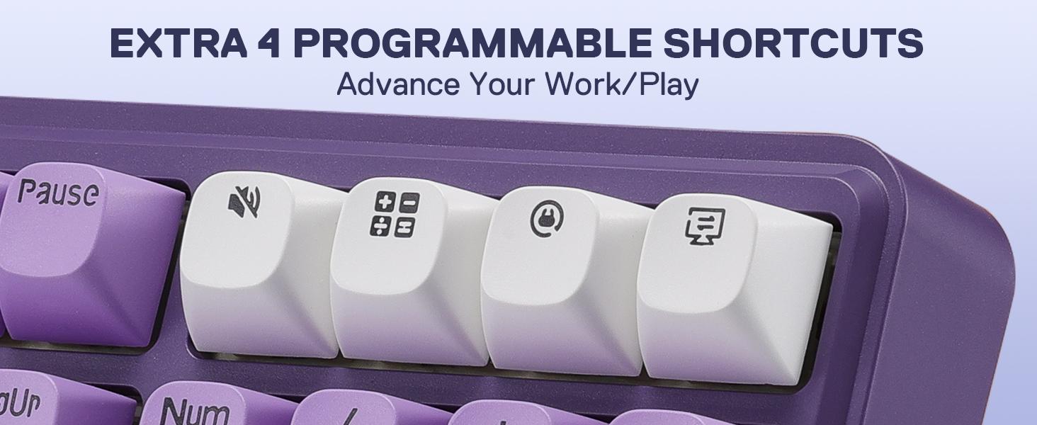 Redragon K745 PRO Wireless Gasket RGB Gaming Keyboard, 108 Keys Mechanical Keyboard w/Extra 4 Hotkeys, Hot-Swap South-Facing LED Socket, 5-Layer Noise Dampening, Round PBT Keycaps, Mint Mambo Switch,Charming Purple