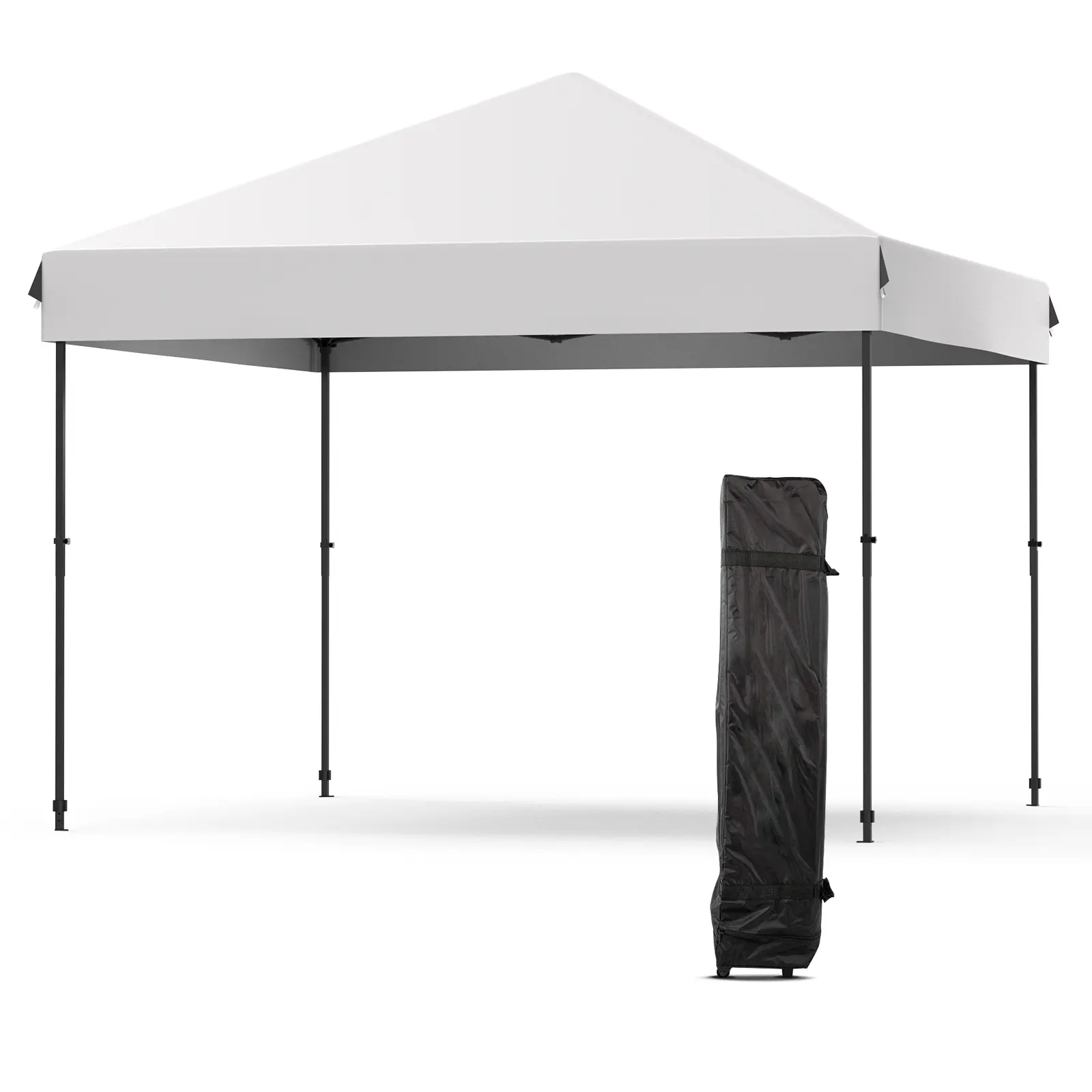 Garvee Heavy Duty Pop Up Canopy Tent 10x10FT – Outdoor Gazebo with One-Button Push Setup, 3 Adjustable Heights, UV Protection, Portable Roller Bag, 4 Weight Bags, 8 Stakes & 4 Guy Ropes – White/Black
