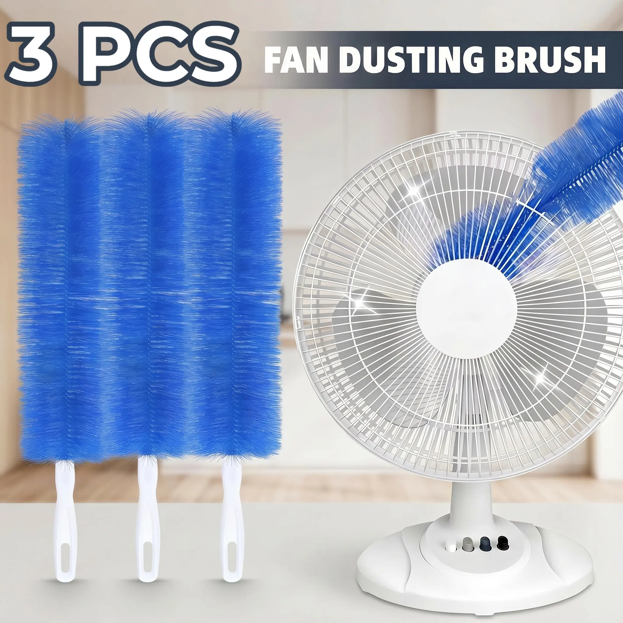 3 PCS  Fan cleaning brush, dust removal brush, cleaning brush, bendable microfiber head, reusable dust collector, washable, suitable for ceiling fan blades-YY