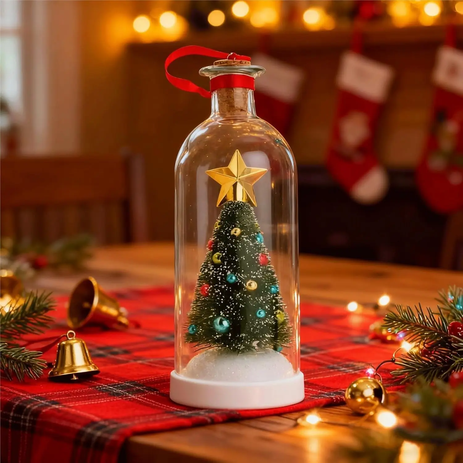 2027 Christmas Recordable Message Bottle, Play Function Sound Memo, Snow Scene Glass Bottle, Home Display, Christmas Decoration