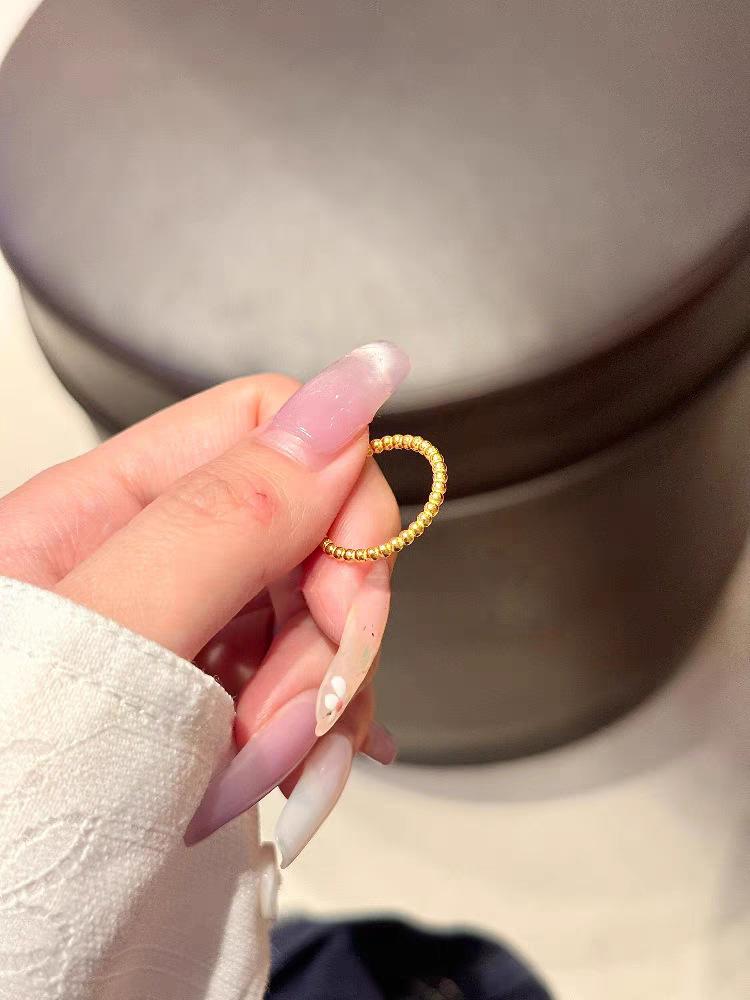 New stainless steel round bead ins ring from Europe and America, fashionable, light luxury and personalized plated ring jewelry