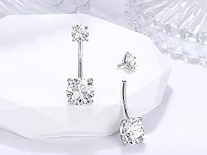 MILACOLATO 14G Gold Belly Button Bars 925 Sterling Silver Belly Bars Surgical Stainless Steel Hypoallergenic 14K Plated Gold Titanium Navel Piercing Jewellery 6/8/10/12mm