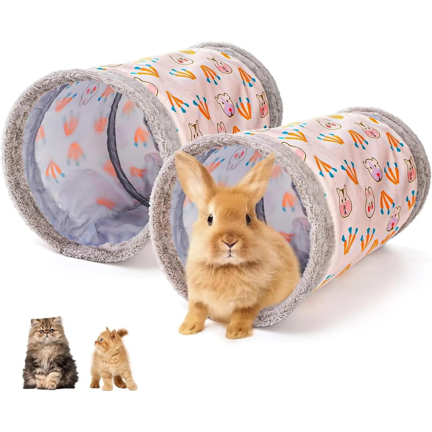 2 Packs Pet Fun Activity Tunnel Tube Hideaway for Guinea Pig Dwarf Rabbits Hamster Kitty Small Animals