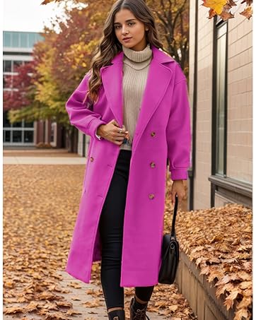 Women's Long Coat Notched Lapel Collar Double Breasted Pea Coat Winter Elegant Wool Blend Over Coats Jackets Women's Long Coat Notched Lapel Collar Double Breasted Pea Coat Winter Elegant Wool Blend Over Coats Jackets