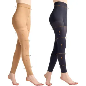 2 Pairs Footless Compression Tights for Women, 80D Opaque Support Hose 10-15mmHg High Waist Control Top Pantyhose