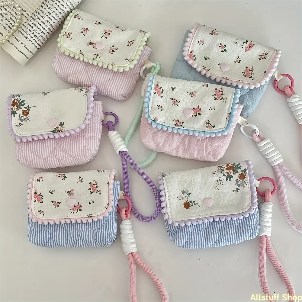 One Portable Small Floral Storage Bag, Travel Coin Purse, Compact Organizer for Cosmetics and Small Items