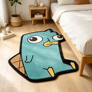 Cute Blue Platypus Carpet, Fun Cartoon Design Rug, Soft Comfortable Plush Mat, Perfect Valentine's Day Gift, Ideal for Living Room Bedroom