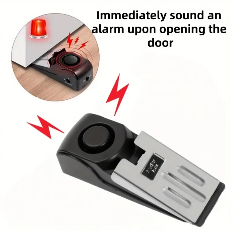 1pc High pitched alarm portable door stop alarm system - battery powered (excluding battery), with loud alarm sound, suitable for apartment and house alarms, easy to install, Apartment Door Security