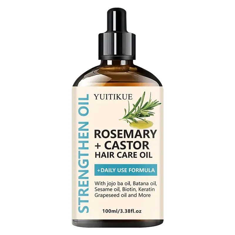 Yuitikue Rosemary Castor Hair Oil 100ML, Biotin Keratin Formula, Moisturizing and Smoothing, Reduces Dryness and Split Ends
