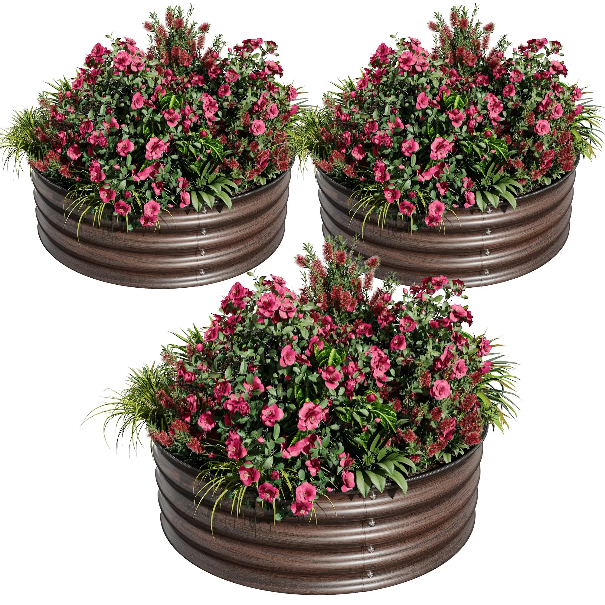 Garvee Round Raised Garden Bed Set - 3 Pieces, 2 x 1.5ft Galvanized Metal Boxes with Corrosion Protection, Easy Assembly, Safe Edges, Ideal for Planting Vegetables, Fruits, and Flowers