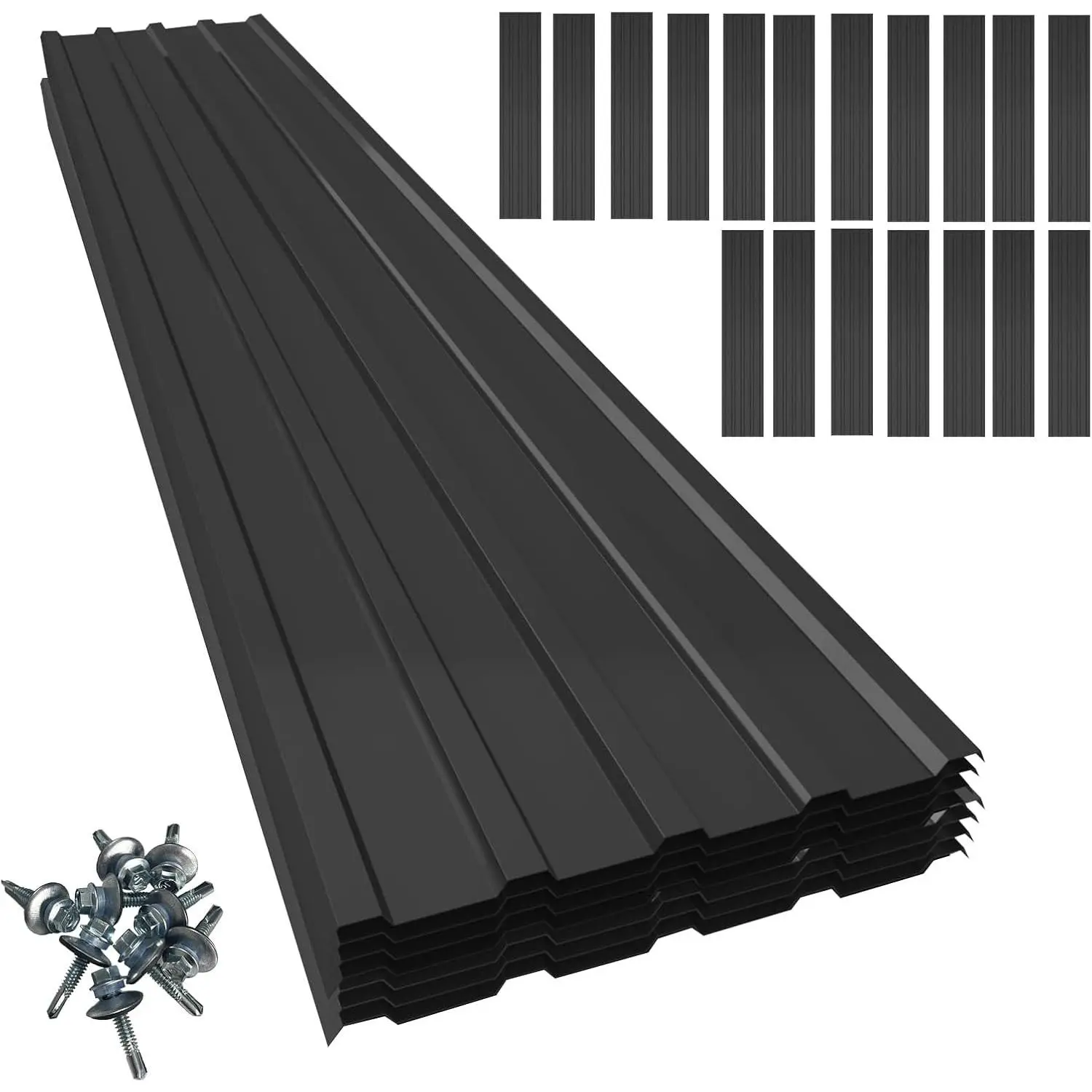 18 count Galvanized Steel Roof Panels,L42.52×W17.72 Inch Metal Roof Panels,Corrugated Tin Roofing Panels Roof Protector for Garages Black