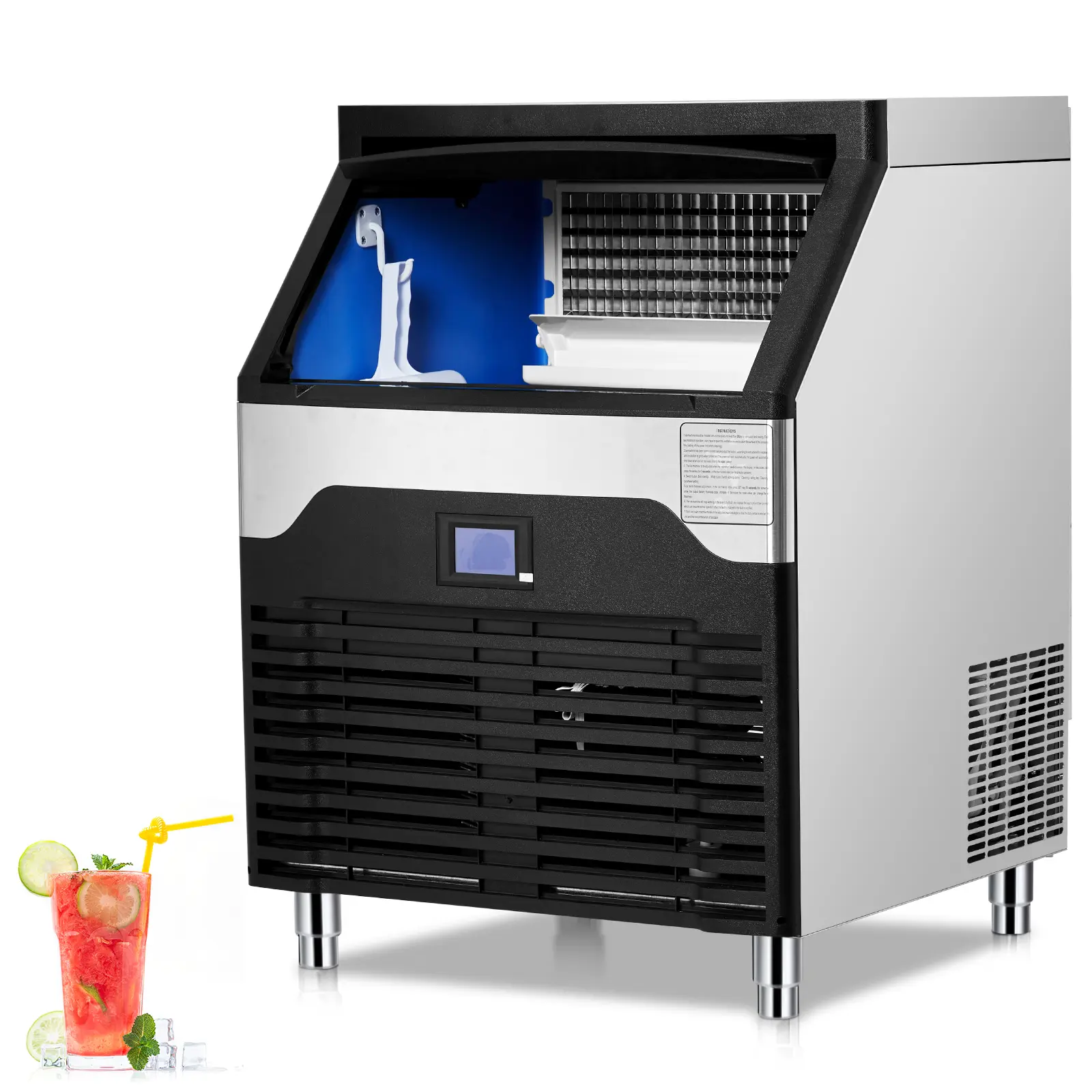 Commercial Ice Maker 400 Lbs/24H, 88.2 Lbs Storage – Stainless Steel Freestanding or Under Counter for Bar Restaurant