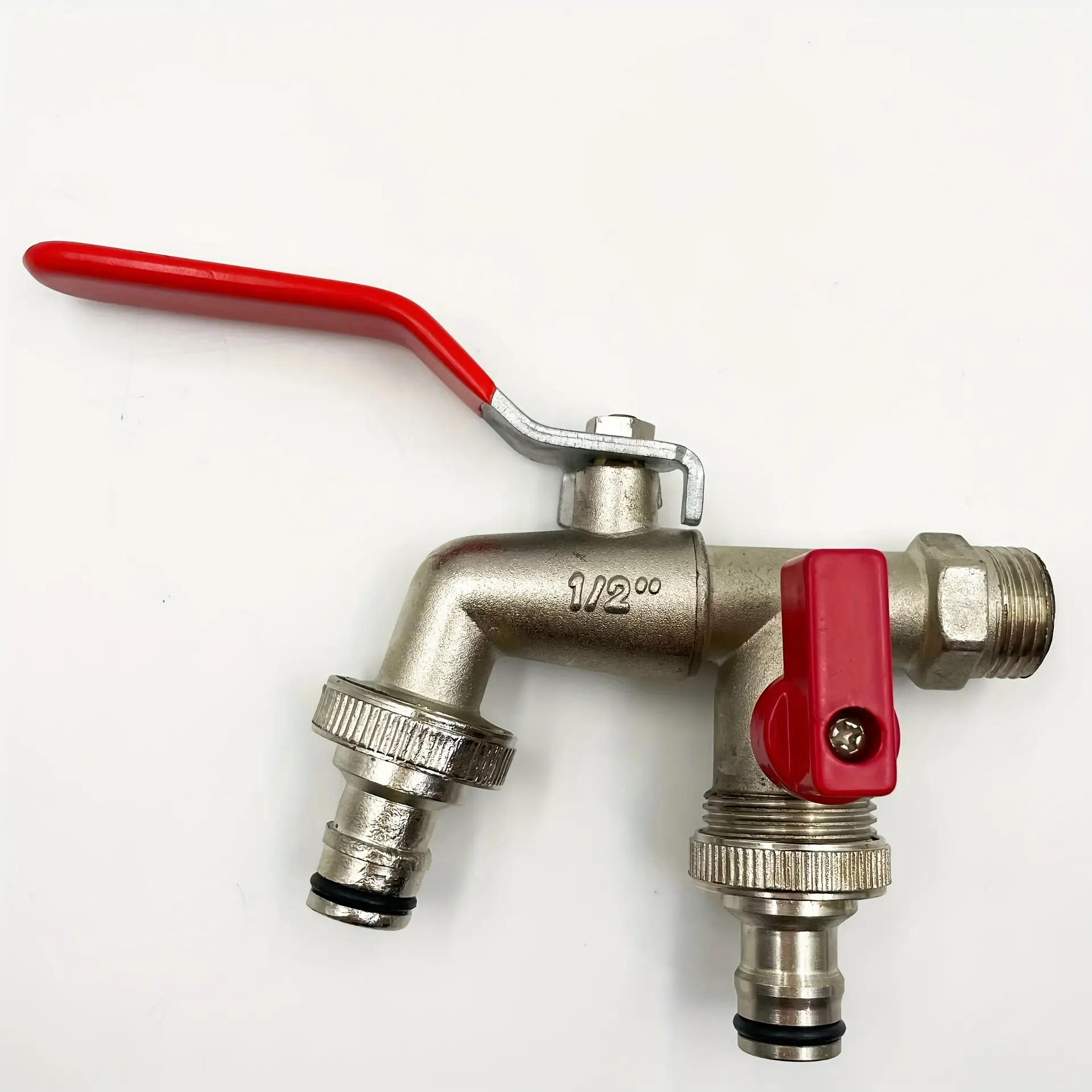 One in two out dual control zinc alloy faucet with 1/2 specification dual-purpose water distribution faucet for garden gardening watering and washing machine water inlet multifunctional faucet