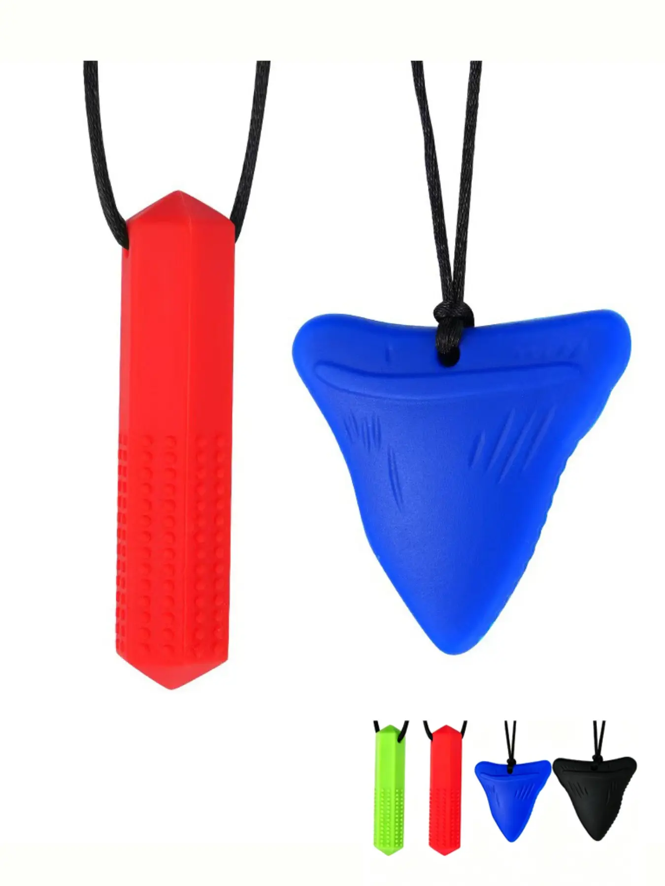 2 Pack Sensory Chew Necklaces for Boys & Girls, BPA Free Silicone Oral Teething Chewy Toys, Fidget Chewing Necklace for Autism, ADHD, SPD, Biting Needs, Anxiety Relief for Kids & Adults