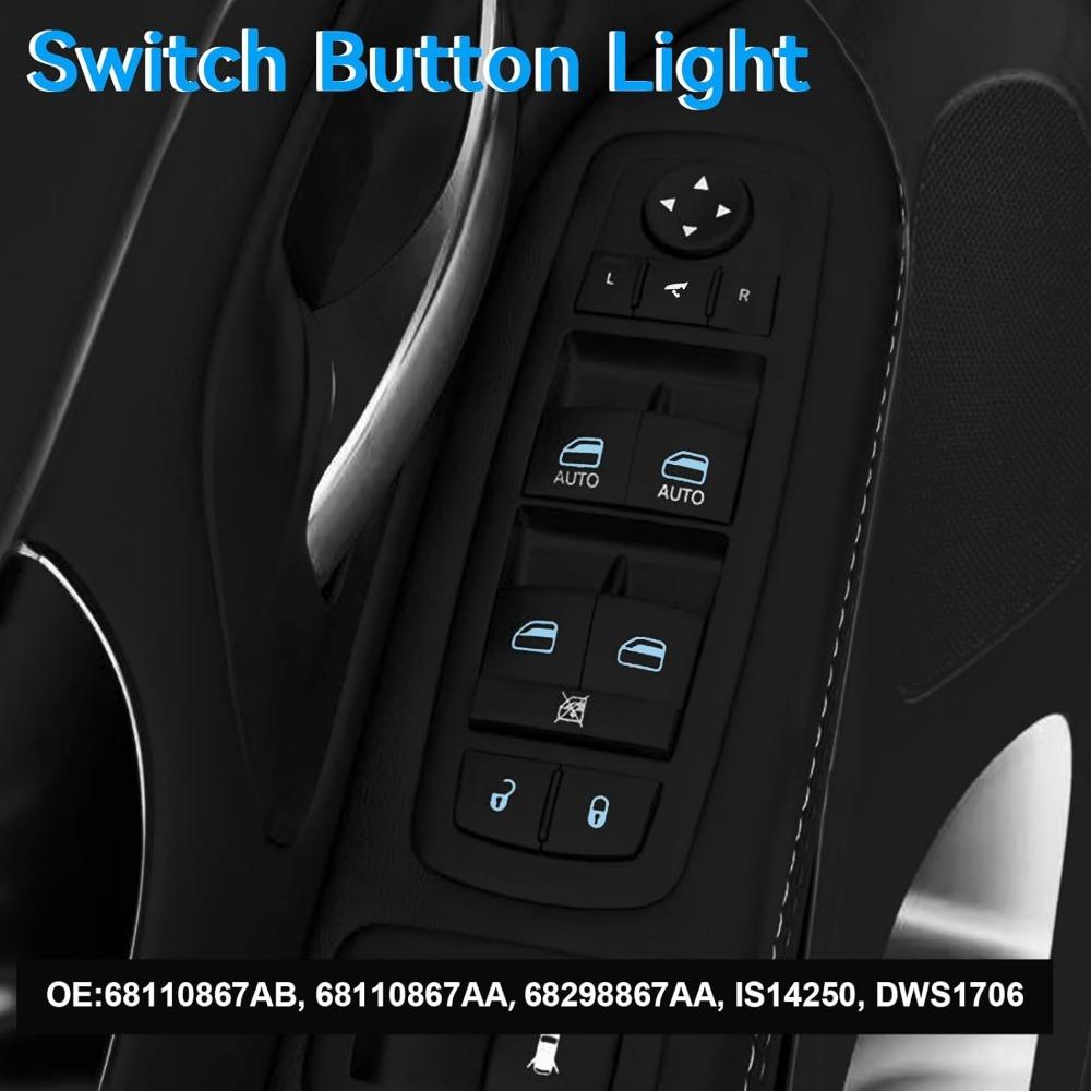 Driver Side Master Power Window Switch 9 Pins + 3Pins Compatible With 2012-2015,17-19 Dodge Grand Caravan,2013-2015 Ram 1500,2500,2015 Ram 3500,2012-2015 Town&Country Replaces# 68110867AB 68110867AA