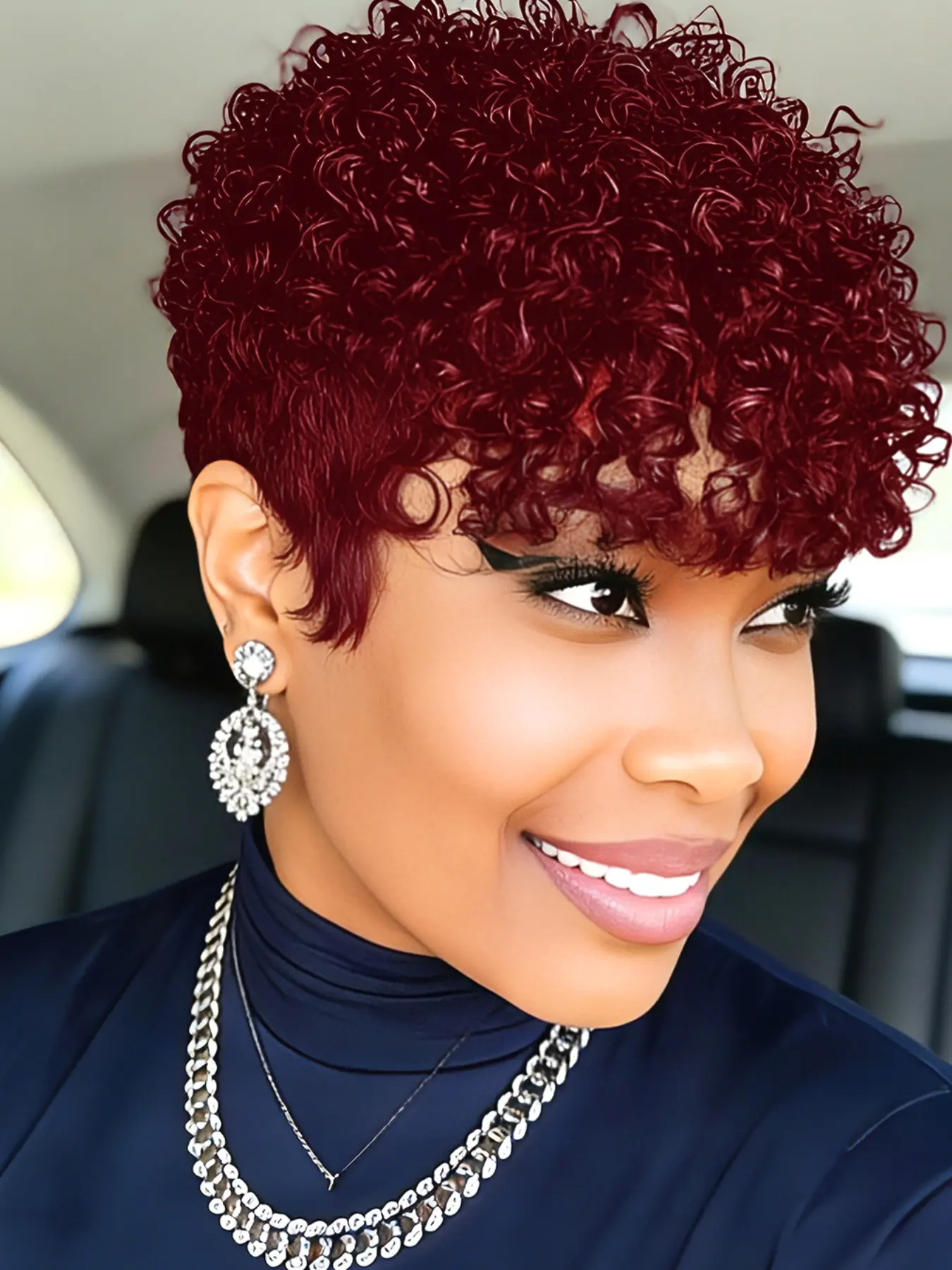 Short Human Hair Wigs for Women, Kinky Curly Layered Pixie Cut, Machine Made Wigs for Daily Use, Stylish and Convenient Hairstyles, Coily Curly Wig