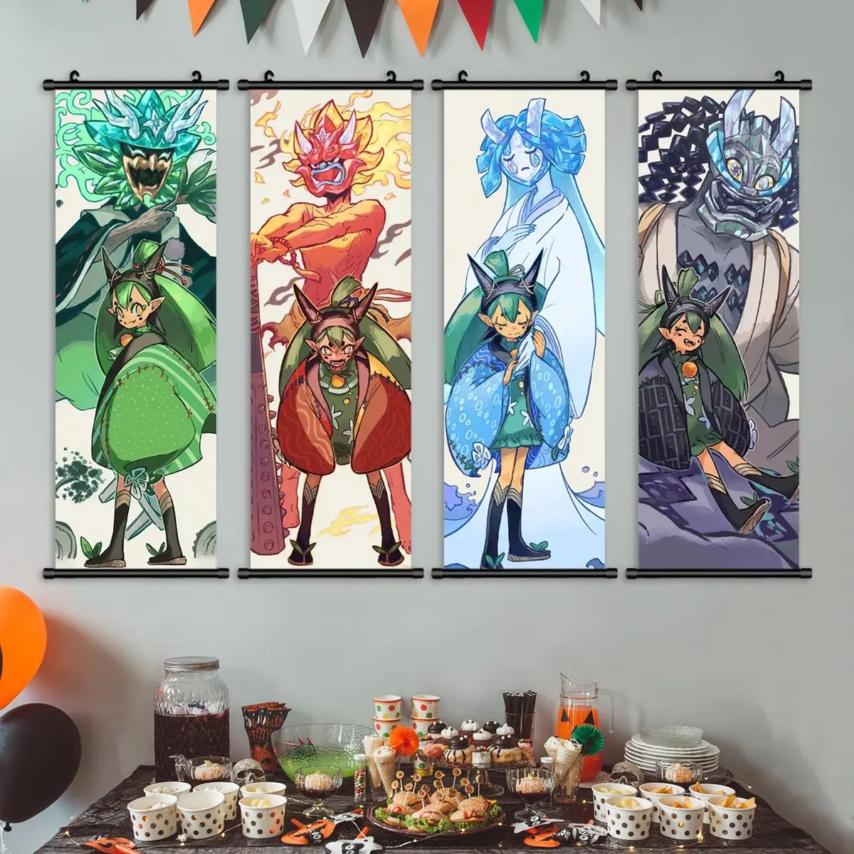 Cartoon Character Pattern Cool Wall Art, 4 Counts/set Retro Character Poster, Exquisite Home Decorative Art, Interesting Room Mural