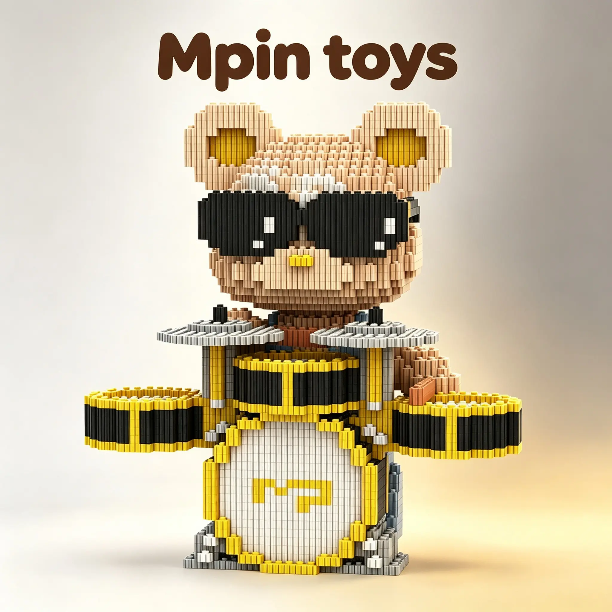 DIY Micro-Particle Building Blocks Drummer Bear, 3D Puzzle Toy, Bearbrick Style Decor Gift, Adult DIY Puzzle Ornament, Home Decoration, Holiday Gift, Model Building Kits