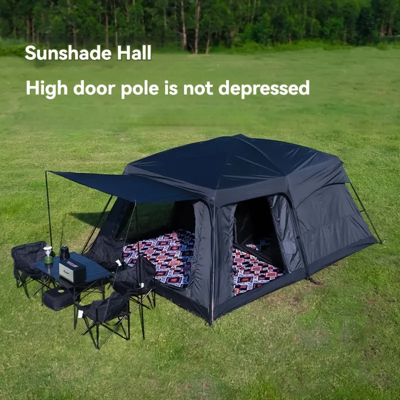 Outdoor Multi-person Camping Tent, Thickened Two Rooms, One Living Room, Portable Family Camping, Courtyard Tent, Awning Set, Outdoor Camping Tent