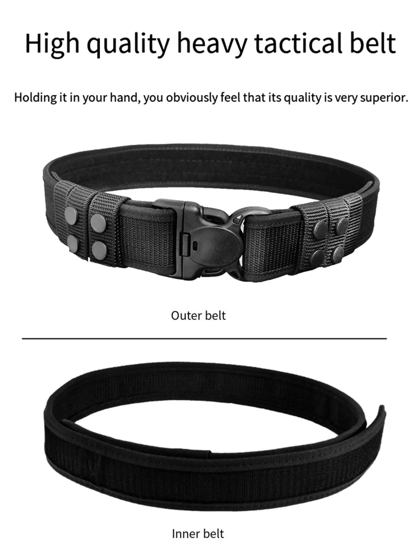 Men's Tactical Belt 5cm Wide 2-In-1 Nylon, Adjustable Outdoor Hiking Security Edc Work Belt, Thick Hard Belt for Hunting Fishing Climbing