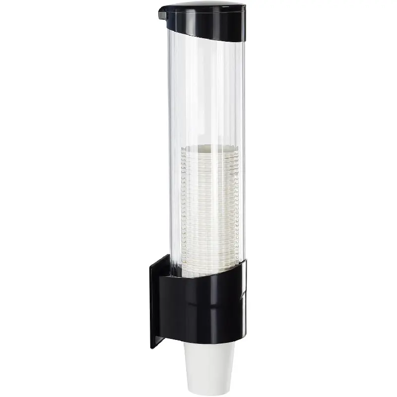 Cup Dispenser Water Dispenser Cup Holder Pull Type Paper Automatic Remover 7oz - 12oz Cone or Flat Bottom Cups for Home Office Hospital (Black, Large)