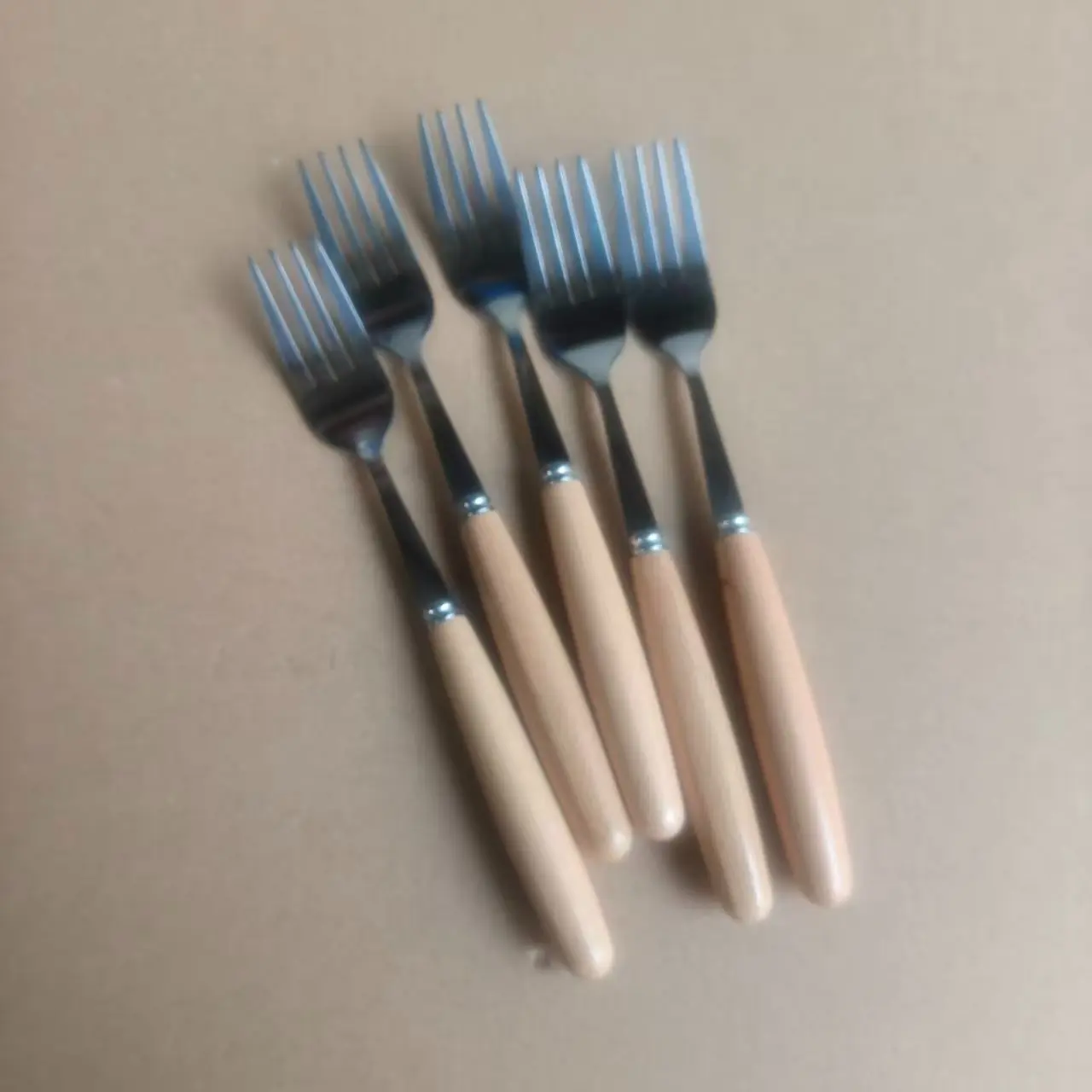 5 Pcs Stainless Steel Forks with Walnut Handles, Japanese Western Cutlery, Steak Forks, Meat Forks, Western Dining Forks, Natural Wood Handle
