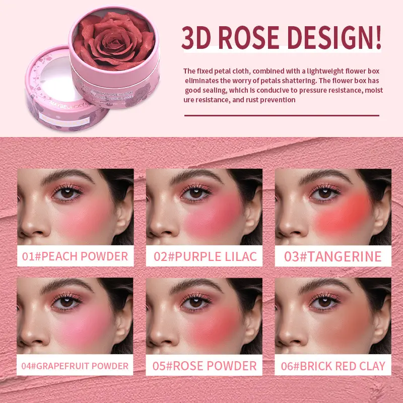 3D Rose Powder Blusher Naturally Improves Color, Small Petals, High Gloss Powder Blusher, Nude Makeup, Easy Color Powder Blusher