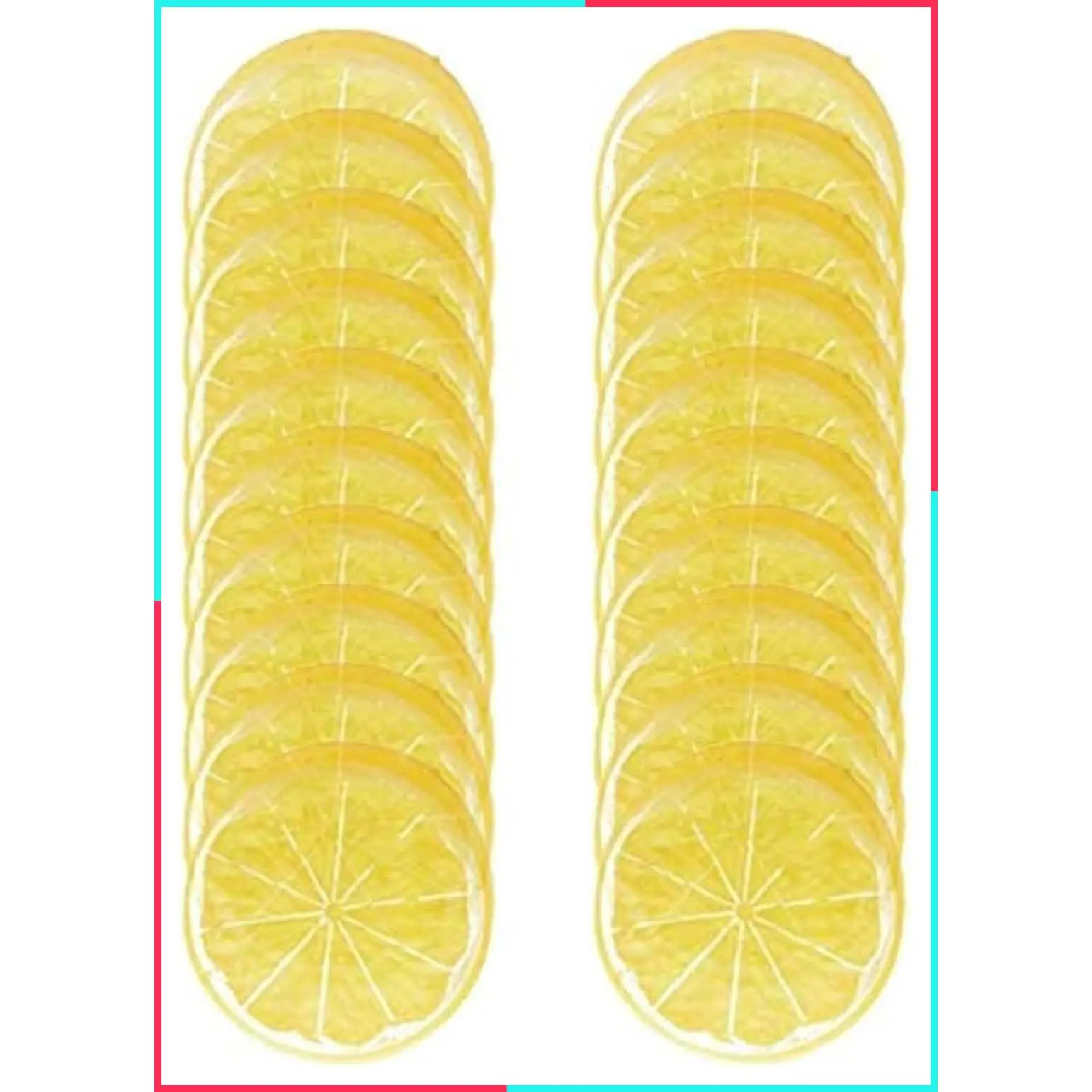 20pcs Realistic Artificial Yellow Lemon Slices, Fake Fruit Props
