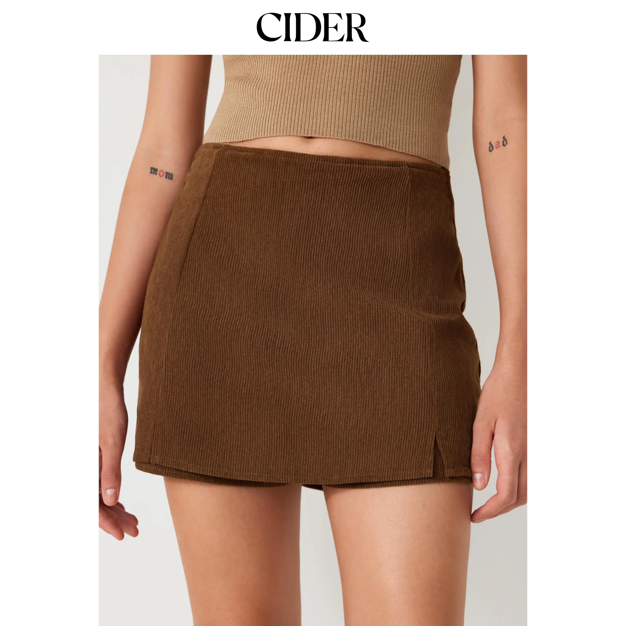 Cider [4 colors, size 0-26] Corduroy High Waist Split Skort