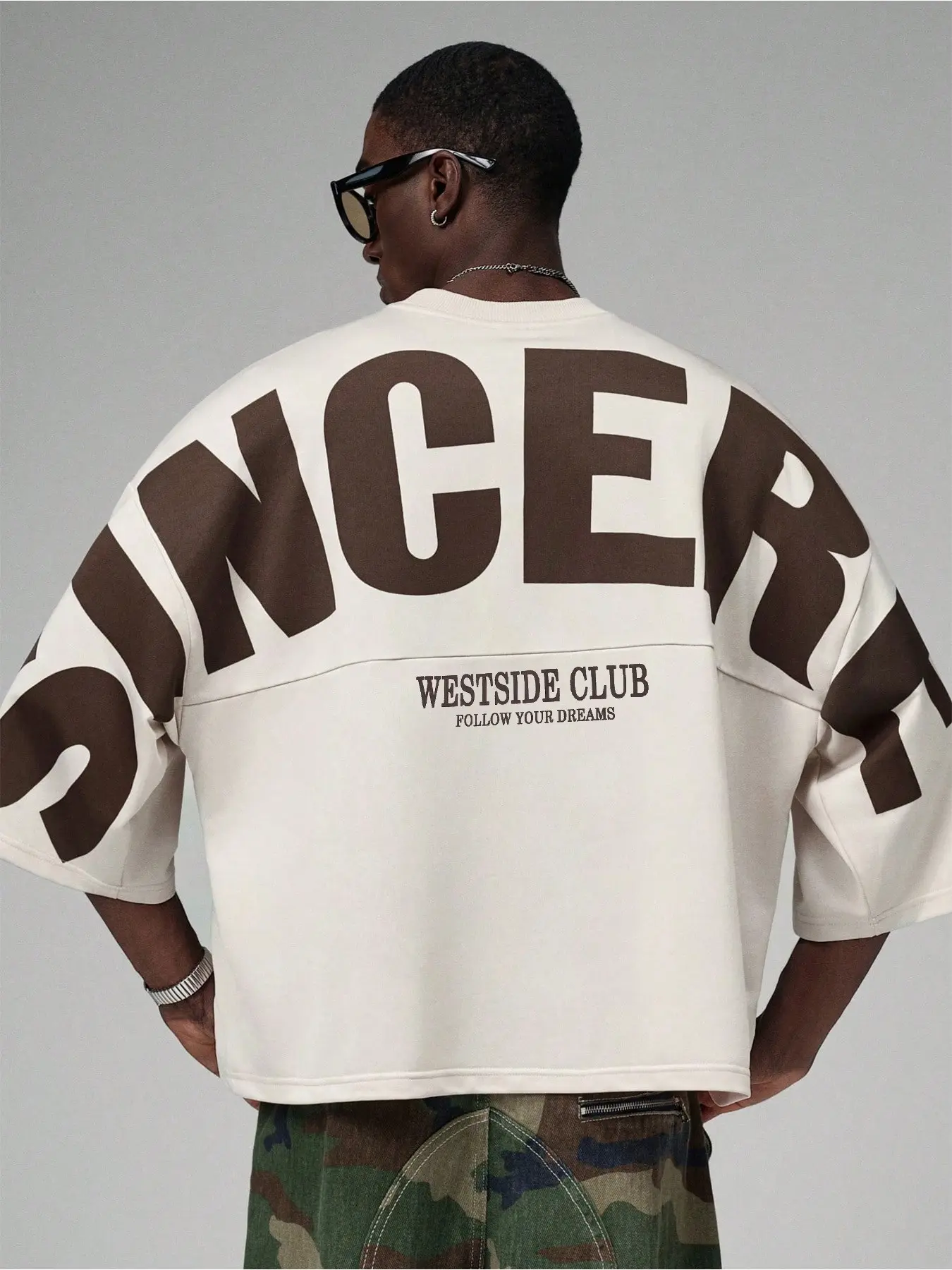 Men's Oversized Short Sleeve T Shirt | West Coast Hip Hop Street Style | Big Back Letter Graphic, Cropped Drop Shoulder Loose Fit | For Male Daily Streetwear, Skateboarding And Street Shooting