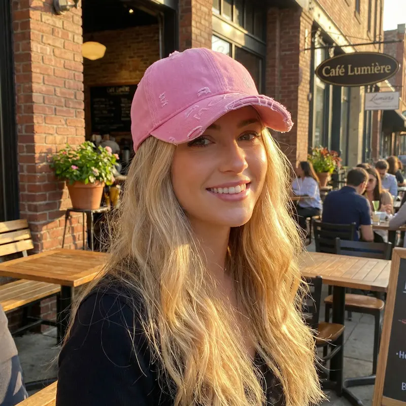 Effortless Glamour Double Brim Distressed Baseball Cap Y2K Viral Ripped Edge Streetwear Baddie Aesthetic Sun Hat Main Character Energy Clean Girl Adjustable Retro Headwear Everyday Accessories