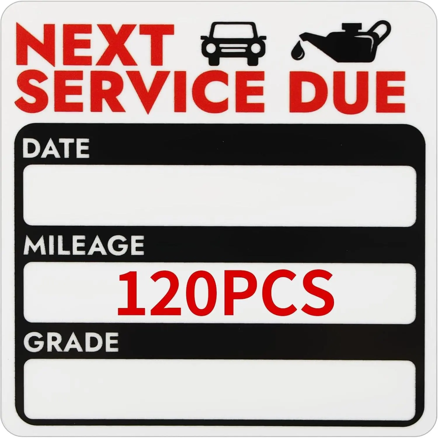 120 Pcs 2x2 Inches Oil Change Stickers Next Service Due Sticker for Windshield Strong Adhesion and No Residue Clear Decals Labels for Car Auto Vehicles Window