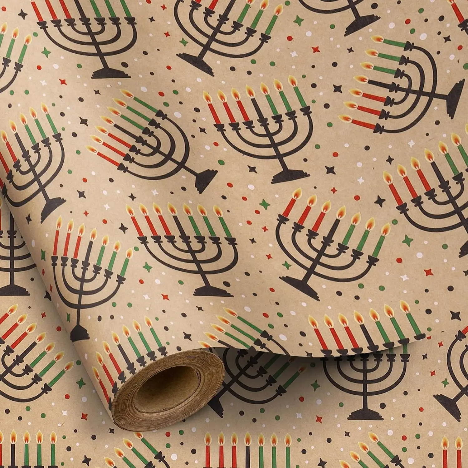 Christmas Wrapping Paper Roll - Mini Roll - Kwanzaa Menorah Design for Holiday  Wrap -   Christmas Wrap Paper - 17 Inches X 32.8