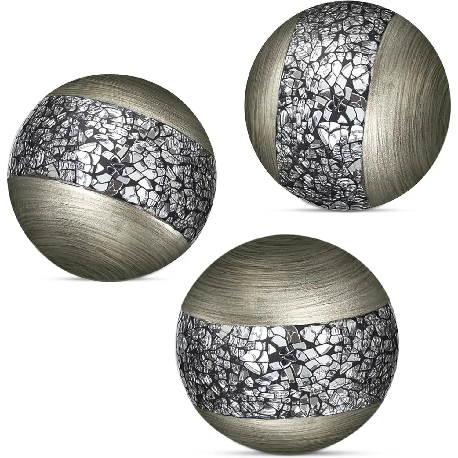 Silver Decorative Balls for Bowls and Vases, Set of 3 Decorative Orbs for Centerpiece Bowls - Centerpiece Table Decorations for Dining/Living Room or Table Decor - Gift Idea