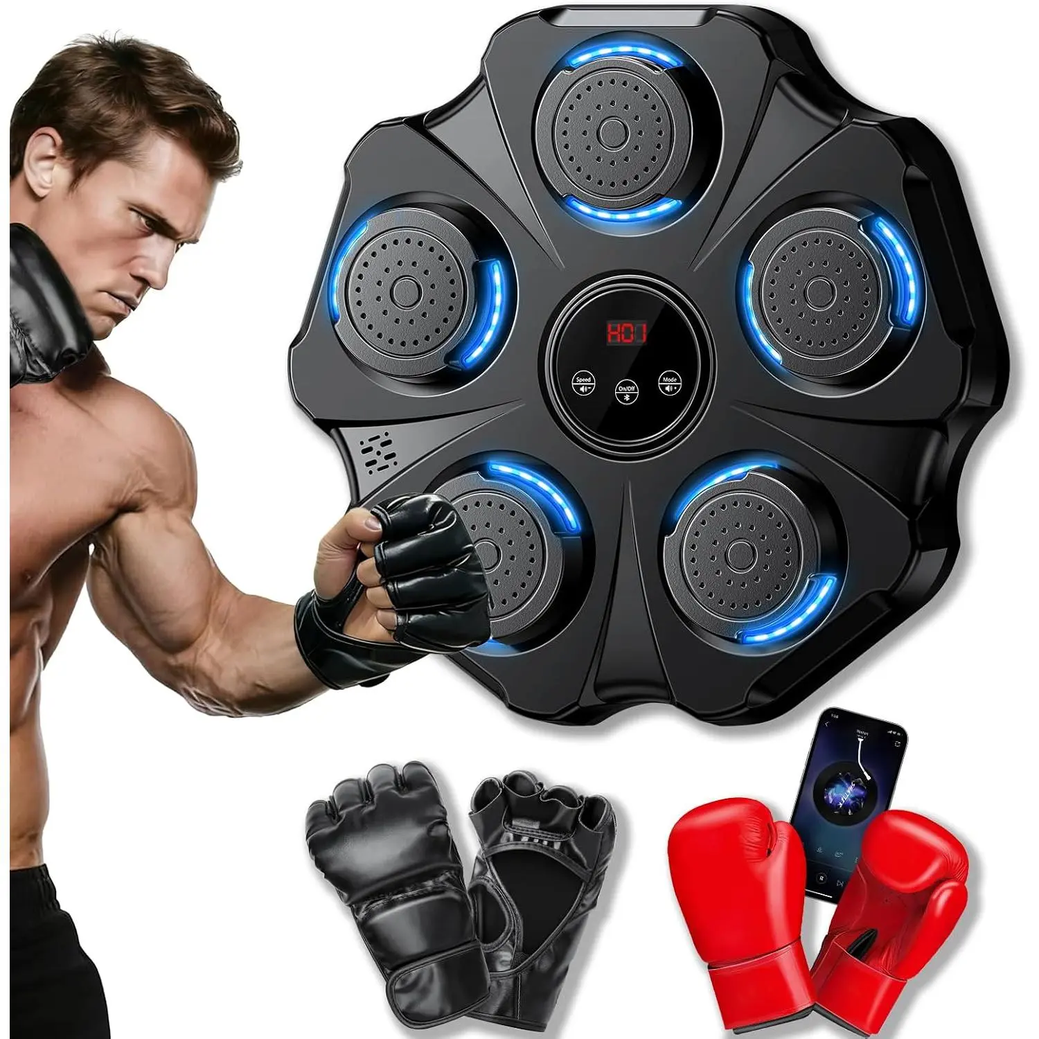 2026 Upgraded  Boxing Machine - Interactive Punching Trainer, Large Size Wall Mounted  Boxing Target with Adult &  Gloves, 9 Modes & 9 Speeds for Adults &