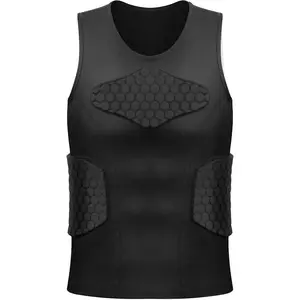 Men's  Shock Rash Guard Compression Padded Shirt Soccer Basketball Protective Gear Chest Rib Guards