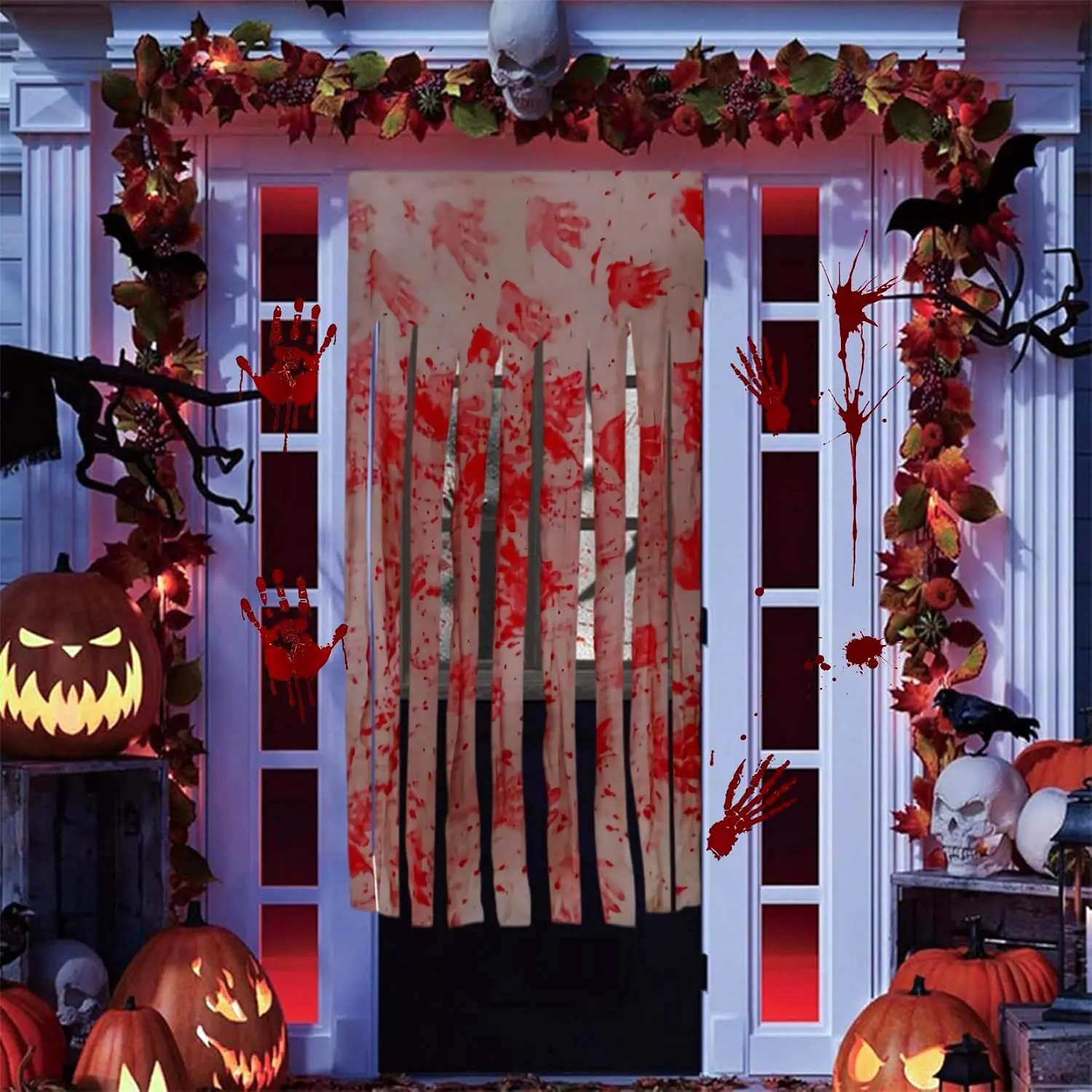 Halloween Door Curtain Decoration - Halloween Doorway Curtain,Halloween Decorations,Halloween Bloody Doorway Curtain,Creepy Carnival Door Curtain Decoration,Halloween Party Supplies for Haunted House