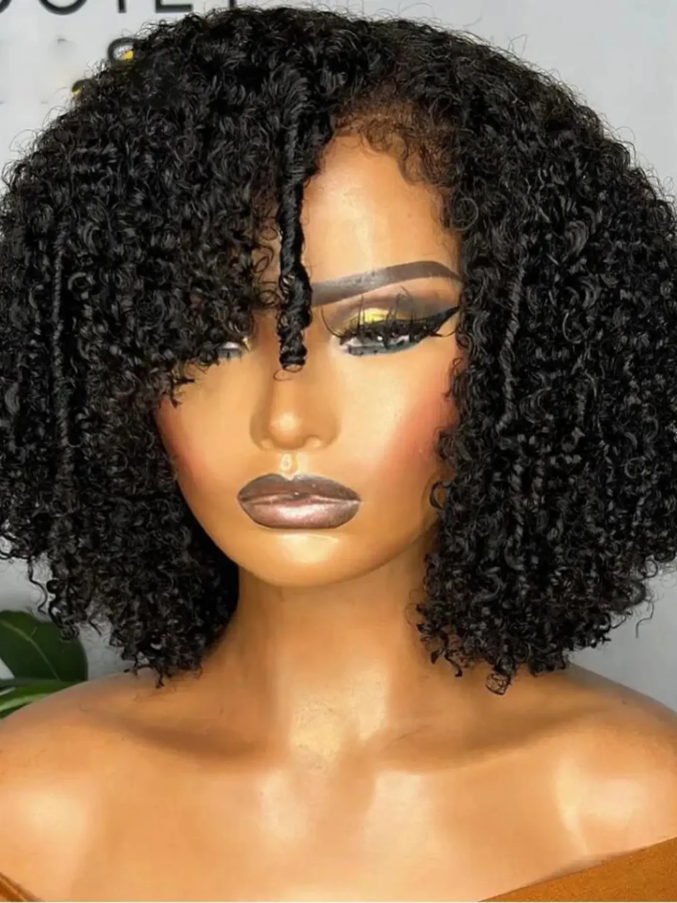 180% Density Soft Glue-Free Small Curl Wig, Short 14-Inch Daily Curl Style, 13x4x1 Lace Front Full Cap, Heat-Resistant Fiber Hair, Glueless Wear Wig