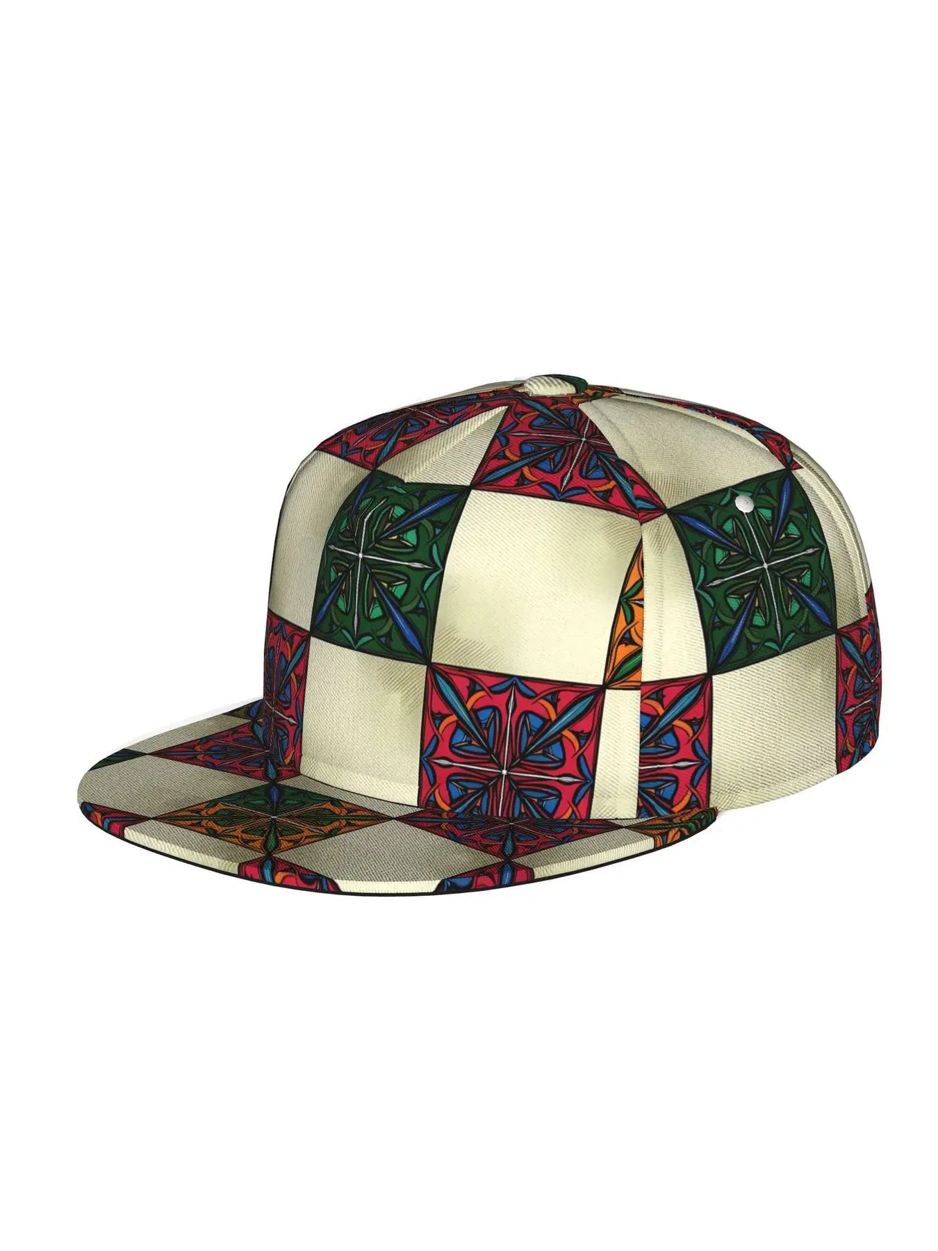 Colorful Square Tile Pattern, Unisex baseball cap, adjustable back buckle trucker cap, party baseball cap, punk-style sun hat, suitable for skateboarding, dancing and outdoor sports, all year round.