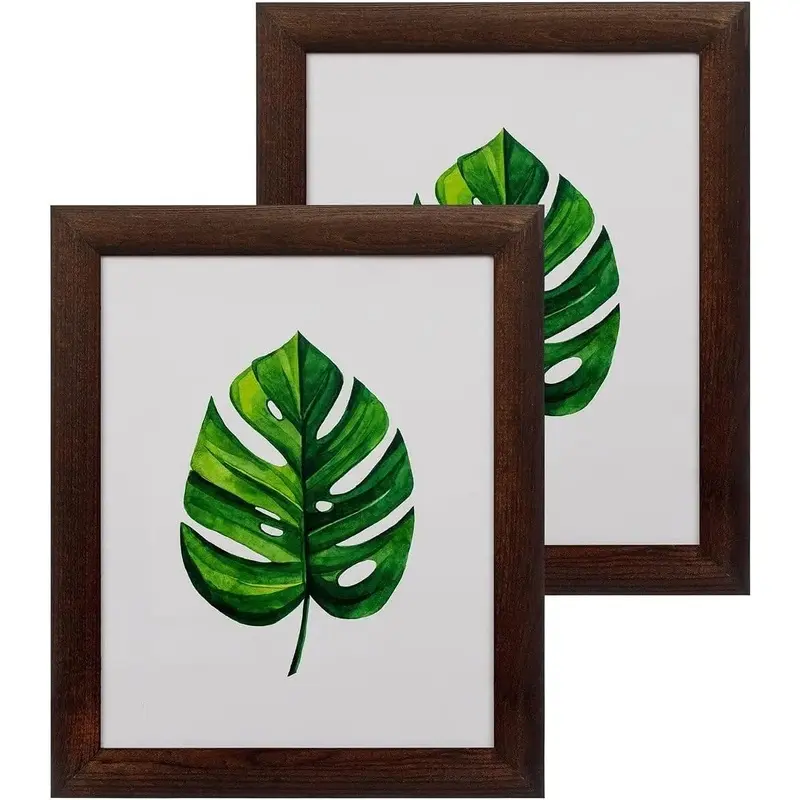 Rustic Dark Brown 8x10 Wooden Photo Frames Set - Pack of 2, Synthetic Glass Cover, Distressed Look, Standard Sizes, Farmhouse Tabletop/Hanging Wall Decor, Family Gift