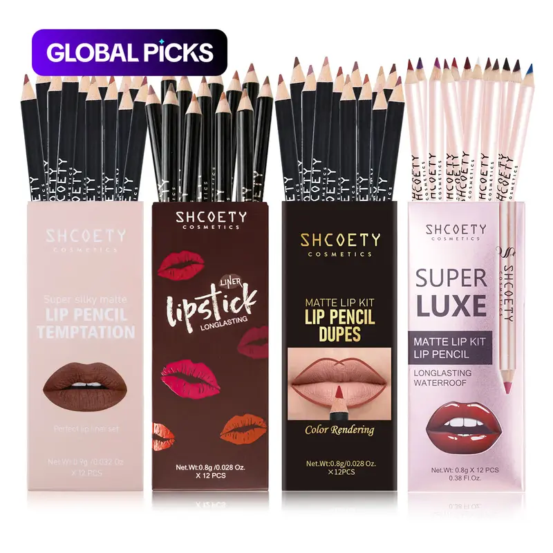 48-Color Matte Set, Lip Liner Kit, Waterproof and Long-Lasting, Easy to Apply for Full Lips, Defines Sexy, Unique Lips in Coffee Shades