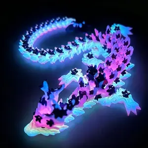3D Printed Cherry Blossom Crystal Dragon, 12 Inch Articulated & Magical Movable Dragon Model - Perfect for Display, Collection, and Unique Gift (Noctilucent Purple)fidget toys