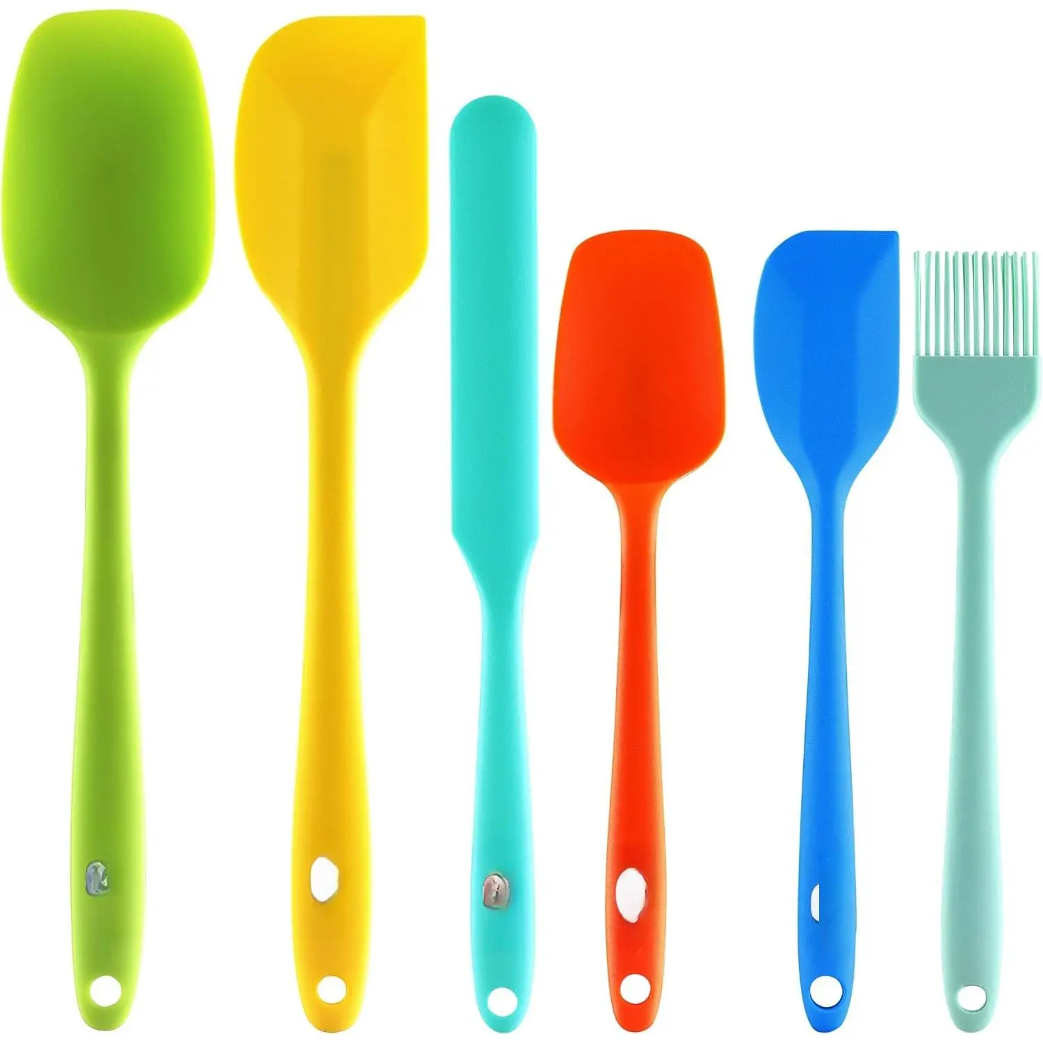 6 count  Spatulas,   Grade Heat Resistant Rubber Spatula Set, Kitchen Spatulas for Baking, Cooking and Mixing, , Dishwasher Safe (Set of 6, Multi Colors)