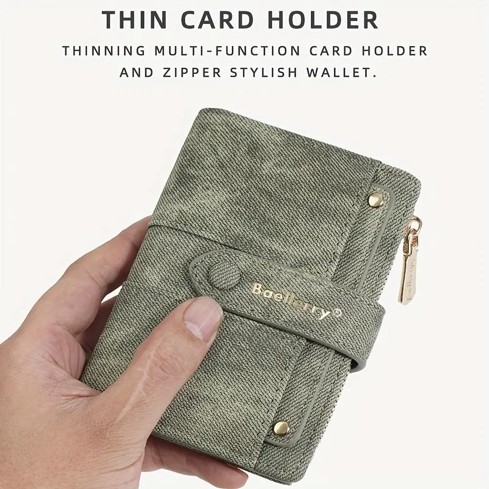 1pc Baellerry Vintage Wallet, Multi-Function Zippered Coin Purse, Large Capacity Portable Wallet for Daily Use